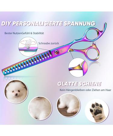 DRGSKL Chunker Scissors for Dogs - Professional Thin Blender Scissors for Medium & Large Pets - Japanese Stainless Steel 440C - Rainbow Finish - Buy Online on GoSupps.com