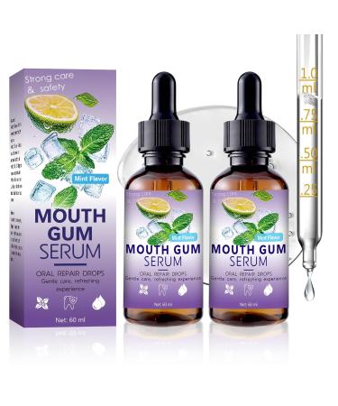 Gum Restore Drops - 60ML Gum Repair for Receding Gums Treatment Gum Regrowth Treatment Drops for Dry Mouth Stain Removal & Bad Breath Treatment for Adults Instant Fresh Breath - 2 PCS 60ml - 2 Pcs