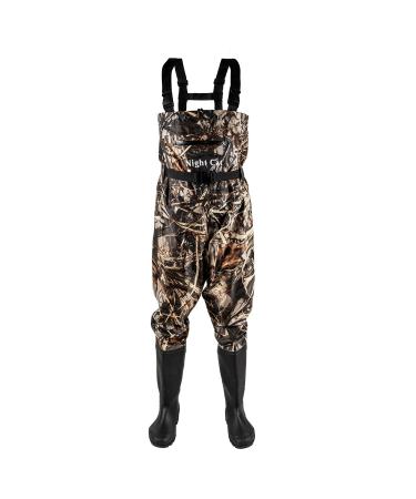 Night Cat Fishing Wader for Men Women Waterproof Hunting Chest Wader with Boots Belt Breathable Lightweight Camo Nylon Pvc Wader US Men 6 / Women 7