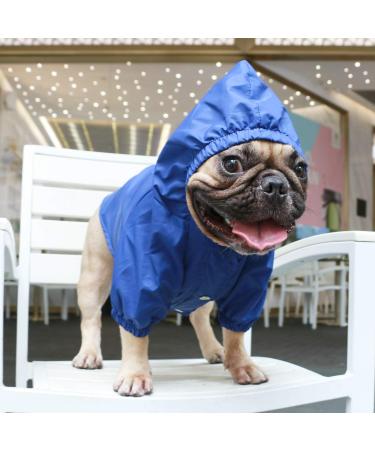 iChoue Lightweight Dog Raincoat Hooded Jacket for French Bulldog Shiba Inu - Blue/Size M - Buy Online on GoSupps.com