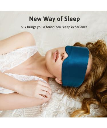 ATreebag Mulberry Silk Sleep Mask for Men & Women - Adjustable Blackout Eye Cover in Peacock Blue - Ideal for Sleep, Travel, Yoga - Large Size - Buy Online on GoSupps.com