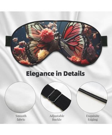 BREAUX Butterfly Kissing Flowers Print Double Sided Eye Mask | Blackout Sleep Mask for Women & Men | Comfortable All Night Rest - Buy Online on GoSupps.com