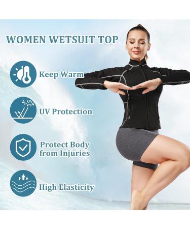Healadote Women's 2mm Neoprene Wetsuit Top - XX-Large | Long Sleeve Wet Suit Jacket for Swimming, Surfing, Diving - Keep Warm - Buy Online on GoSupps.com