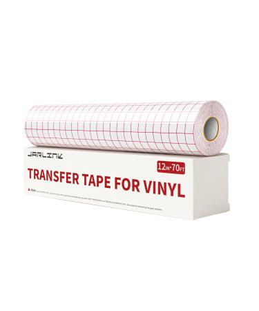 JARLINK Vinyl Transfer Paper Tape, 12'' x 50 Feet Transfer Tape Roll with  Red Alignment Grid for Self Adhesive Vinyl, Clear Medium Tack Tape for
