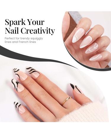 Beetles Gel Polish Nail Art Liner Set - Black & White Swirl Nails Gel Paint Kit with Thin Brush, Soak-off Formula - Gift Box Included - Buy Online on GoSupps.com