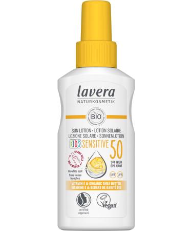 lavera KIDS' Sun Lotion Sensitive SPF 50 - sun cream for children - instant mineral protection - waterproof - vegan - natural cosmetics - 100 ml