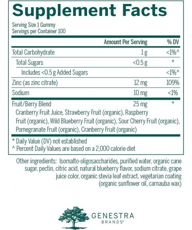 Genestra Brands Zinc Gummies - Immune and Energy Support | 100 Gummies, Blueberry Flavor - Buy Online on GoSupps.com