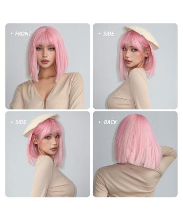 Shop Testar Pink Wig - 14 Inch Short Bob Wig for Women | Vibrant Synthetic Hair for Daily Wear & Cosplay - Buy Online on GoSupps.com