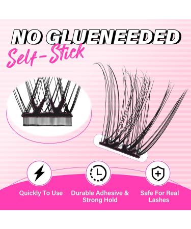 PRO Self Adhesive Eyelashes Kit - 120pcs Lash Clusters & Essentials | Easy Home Application | Lash Fixative Remover & Applicator Included - Begonia D-10-18mix - Buy Online on GoSupps.com