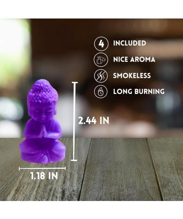 Handmade Mini Buddha Candle & Figurine Set - 4 Pieces for Zen Meditation & Aromatherapy - Organic Beeswax - Made in USA (Fuchsia - Buy Online on GoSupps.com