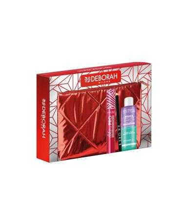 DEBORAH DEBORAH Milano - Women's gift set with red pouch including Like a PRO mascara 24-hour eye pencil 251 black and Dermolab biphasic eye makeup remover 50 ml No. 03