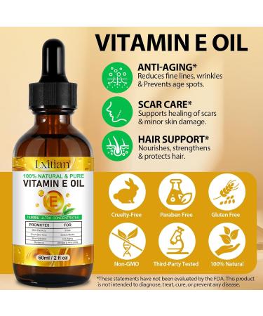 Vitamine E Huile Huile De Vitamine E 75 000 Ui 100% Naturel vitamine e Liquide Pure pour le Visage les Cheveux les Ongles et la Peau Anti- ge et Anti-rides Pour les Cicatrices et les Vergetures - Buy Online on GoSupps.com