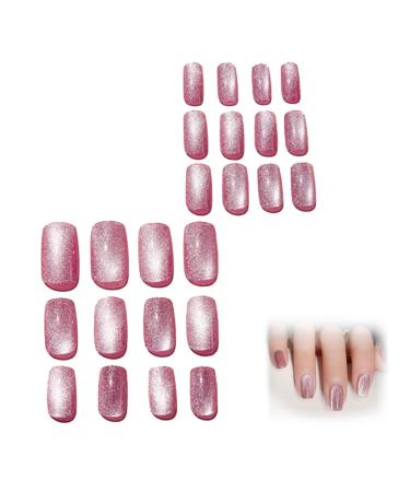 Square Press on Nails 1 Set Cat Eyes Press on Nails Medium Full Cover Press on Nails Reusable Fake Nails Multipurpose Glue on Nails for Nail Decorations