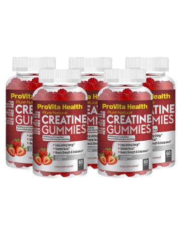ProCreatine Monohydrate Gummies 4000mg for Men & Women - 60 Chewable Creatine Gummies Strawberry Flavoured Creatine | Pre Workout Gym Supplement| Keto | Vegan | (5)