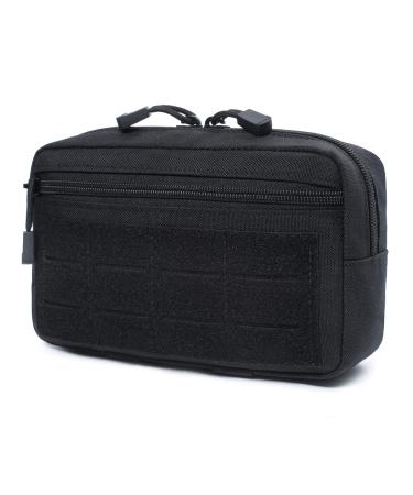 Tactical Molle Horizontal Admin Pouch Multi-Purpose Laser-Cut EDC Tool Pouch Bag Black
