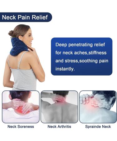 ALDIOUS Hands-Free Electric Heated Neck Wrap for Pain Relief with 10-90 min Timer & 86-158 F Setting - Fast-Heating Thermal Dry Heat Therapy for Neck Pain - 8 x 29in Navy Blue - Buy Online on GoSupps.com