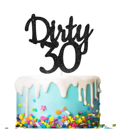 Tenhaisi Black Glitter Dirty 30 Cake Topper Talk 30 to Me Dirty 30 Cake Topper Women 30th Birthday Party Decoration Happy 30th Birthday Decoration 30th Birthday Anniversary Party Supplies