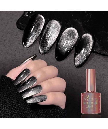Black Cat Eye Gel Nail Polish 9D Holographic Glitter Cat Eye Gel Nail Polish with Free Magnet UV LED Soak Off Nail Polish Home DIY Manicure Nail Salon Varnish 7.5ml - Buy Online on GoSupps.com