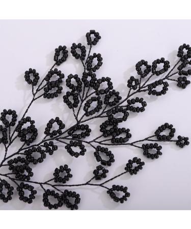 Kercisbeauty Small Black Seed Beads Hair Piece for Women Girls Wedding Brides Small Cute Hair Styling Handmade Jewelry - Buy Online on GoSupps.com
