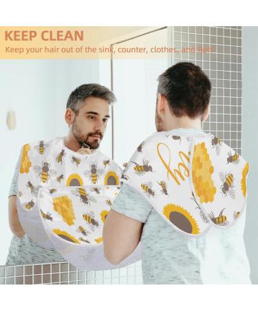 Bee Sunflowers Beard Bib Apron - Waterproof Hair Catcher for Men | Non-Stick Grooming Cape with Suction Cups | Perfect Gifts for Men - Buy Online on GoSupps.com