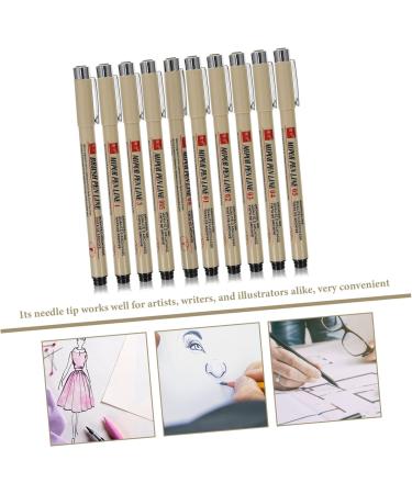 LALAFINA 10pcs Waterproof Hook Line Black Waterproof Eyeliner Paint Diy Graffiti Pens Drawing Pens Quick Dry As Shown 13.5X1cm - Buy Online on GoSupps.com