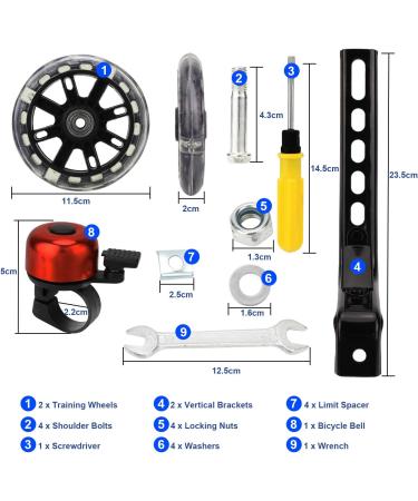 Buy PWSAP Bicycle Support Wheels - Adjustable Stabilizers for 12-20 Inch Kids' Bikes - Black Training Wheels for Safe Riding - Buy Online on GoSupps.com