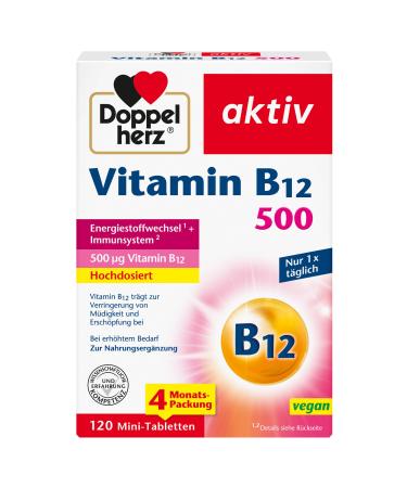 Doppelherz Vitamin B12 500 - High dose with 500 g vitamin B12 per tablet - vegan - 120 mini tablets 1 piece (120 pack)