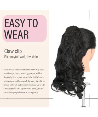 DCBaboo 45cm Ponytail Extension - Wavy Curly Clip-In Hair Braid - Synthetic Long Hair for Instant Style - 150g Black - Buy Online on GoSupps.com