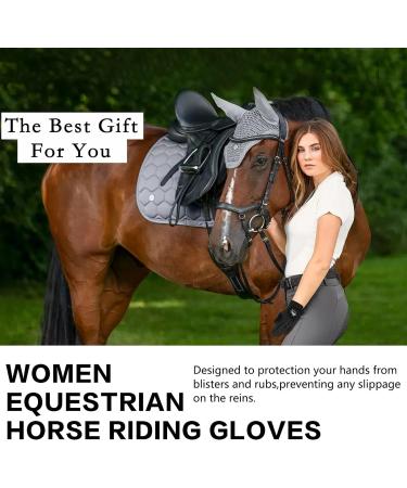 FINGER TEN Horse Riding Gloves - Breathable Mesh Equestrian Gloves for Women and Kids - Summer Comfortable Grip - Black, Medium - Buy Online on GoSupps.com