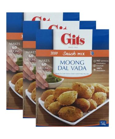 Gits Moong Dal Vada Snack Mix 500g - Makes Delicious Mildly spiced dumplings made of Moong (lentil) flour - A Traditional Indian Savory Snack makes 5 serving (Pack of 3) Spicy Pack of 3