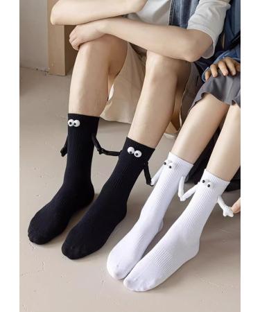 AYGJKIE Magnetic Suction Funny Couple Holding Hands Socks - Black 35-43 | 2 Styles 3D Doll Couple Socks - Buy Online on GoSupps.com