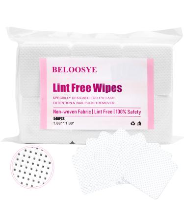 540 PCS Lint Free Nail Wipes Eyelash Extension Glue Wipes Super Absorbent Soft Non-woven Fabric Adhesive Nail Polish Remover Wipe Cleaning Pad Cloth for Lash Extension Supplies and Nail Polish Bottle 540 Count (Pack of 1...