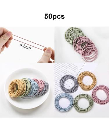 50-Piece Metal-Free Soft Elastic Hair Scrunchies Set for Thick and Curly Hair - Light Color | 2mm Thick Elastic Hair Ties for Women and Girls - Buy Online on GoSupps.com
