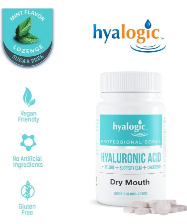 Hyalogic Oral Care Dry Mouth Mints - Sugar-Free Vegan Lozenges with Hyaluronic Acid & Xylitol - Natural Mint Breath Freshener (60 ct - Buy Online on GoSupps.com