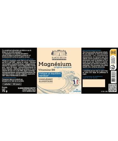 BLANCHE BRESSON - Magn sium Marin 300 mg renforc en Vitamine B6 - Contre la Fatigue et le Stress Relaxation Energie D tente - Origine Marine - 90 G lules - Cure de 90 jours - Fabriqu en France 90 unit (Lot de 1) - Buy Online on GoSupps.com