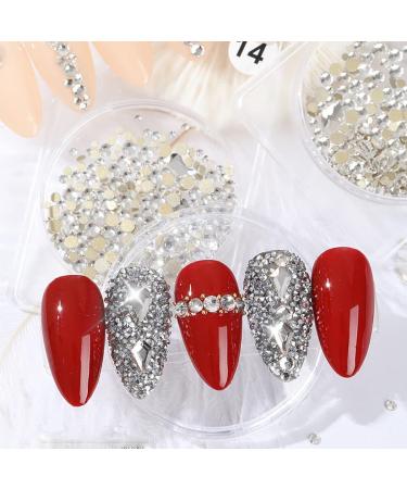1300Pcs Crystal White Nail Art Rhinestones Kit - Multi-Shapes Flatback Rhinestones and Glass Stones for Nails, Faces, Eyes Makeup - Crystal Clear Charms and Diamonds Included - Buy Online on GoSupps.com