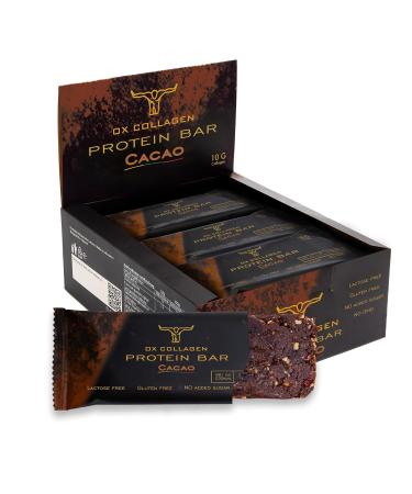 High Protein Collagen Bars - 12x52g Cocoa Energy Protein Bar Low Sugar Lactose-Free Fitness Snack - Buy Online on GoSupps.com