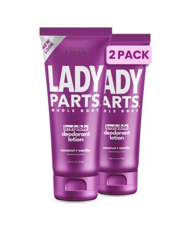Lady Parts Whole Body Deodorant Lotion for Women - INVISIBLE CREAM for Privates & Full Body - Stop Odor & Stay Fresh - Aluminum Free Feminine Hygiene - Lightly Scented - 4oz (2PK) 4 Ounce (Pack of 2)