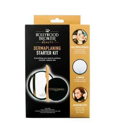 Hollywood Browzer Dermaplaning Starter Kit - Includes Browzer + Mirror + Deluxe Microfibre Puff