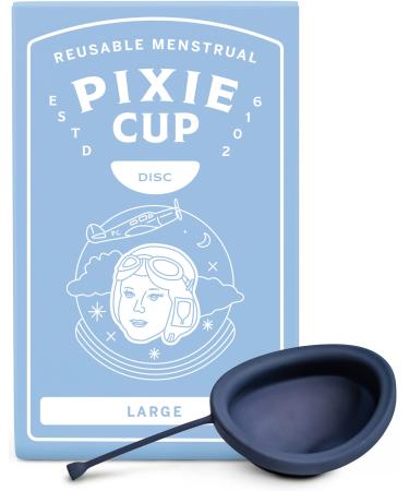 Pixie Menstrual Disc - Ranked 1 for Most Comfortable Reusable Period Disc - Removable Stem - Wear for 12 Hours - Medical-Grade Silicone - Tampon, Pad, & Cup Alternative - Capacity of 6 Tampons (Large) Large (Pack of 1)