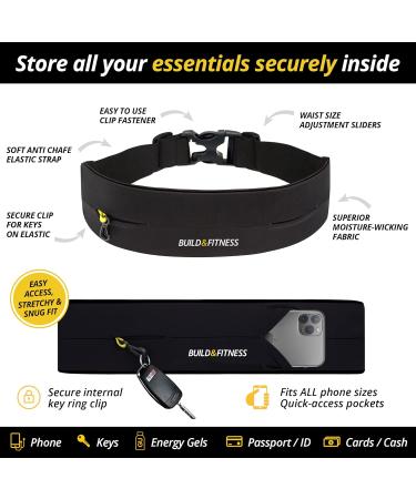 Buy Build & Fitness Treadmill | Adjustable Waist Pocket for Phones & Keys | Perfect for Men & Women | Running Walking Gym Gear - Black - Buy Online on GoSupps.com