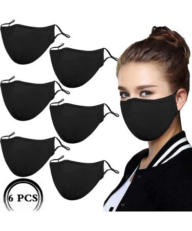 YYTDAISHU 6 Pack Black Reusable Breathable Cloth Face Protection | Adjustable Washable Fashion Cover for Men and Women - 6pcs - Buy Online on GoSupps.com