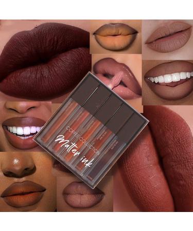 MAEPEOR Matte Liquid Lipstick Set 5 Colors High-pigmented Smooth Creamy Lipstick Long-lasting Non-Stick Cup Not Fade Lip Combo Set for All Skin (Set 501)