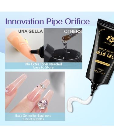 UNA GELLA Nail Art Rhinestone Glue Gel 60ml - Super Strong Adhesive for Gem Beads Crystals & 3D Nail Art | Long Lasting & Odorless - Buy Online on GoSupps.com