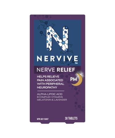 Nervive Nerve Relief PM Helps Relieve Pain associated with Peripheral Neuropathy Alpha Lipoic Acid ALA Vitamins B1-Thiamine B6 & B12 Melatonin Chamomile Lavender 30-Night Supply 30 Count