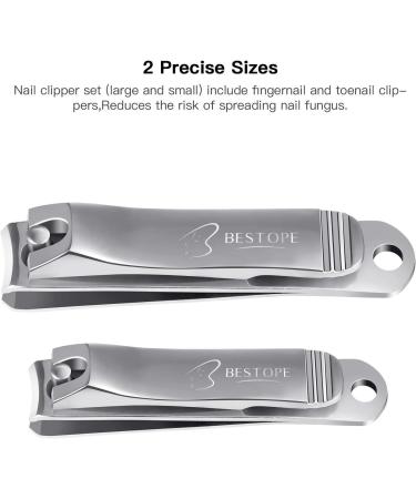 Bestope Pro Nail Clipper Set - Stainless Steel Sharp Nail Trimmer Set for Men and Women - Professional Fingernail and Toenail Clippers with Metal Case - Black 3 Piece Assortment - Buy Online on GoSupps.com