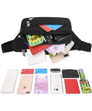 Ihigogofa Belly Pocket Belt Bag | Unisex 60cm Shoulder Cell Phone Bag for Outdoor Travel Hiking & Dog Training Modern Black Design - Buy Online on GoSupps.com