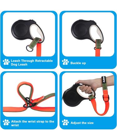 Petbonus Short Dog Leash - Adjustable Safety Bracelet with Reflective Seams & Soft Padded Handle for Roller Leashes - Khaki Green - Extra Safety for Strollers - Buy Online on GoSupps.com