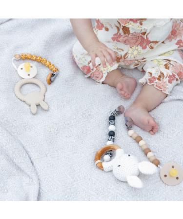 Minkii Silicone Pacifier Clips in Neutral Tones for Boys and Girls - Baby Girl and Boy Pacifier Clip Set - Buy Online on GoSupps.com