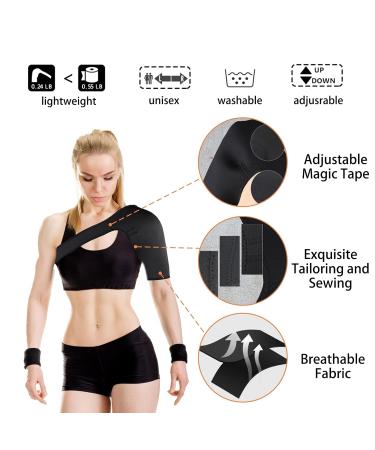 Compression Shoulder Brace for AC Joint & Rotator Cuff Support - Adjustable Stability Sleeves for Men & Women (Medium Left Shoulder - Buy Online on GoSupps.com